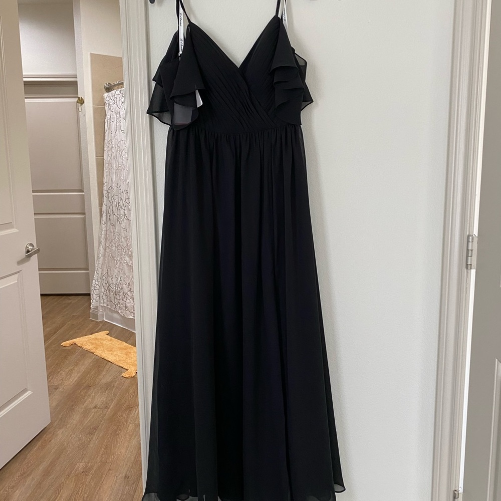JJs House Elegant Black Evening Dress A-line Cold Shoulder